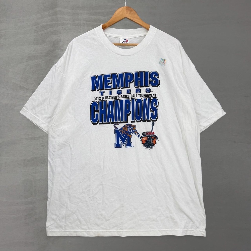 Vintage Memphis Tigers T-Shirt White 2012 C-USA Basketball Champions XXL